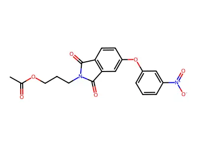 3-[5-(3-nitrophenoxy)-1,3-dioxo-1,3-dihydro-2H-isoindol-2-yl]propyl acetate structure