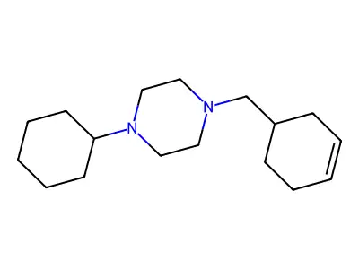 1-(Cyclohex-3-en-1-ylmethyl)-4-cyclohexylpiperazine structure