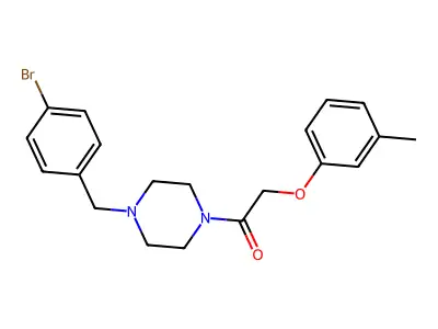 1-[4-[(4-Bromophenyl)methyl]piperazin-1-yl]-2-(3-methylphenoxy)ethanone structure