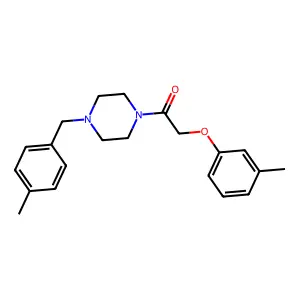 2-(3-Methylphenoxy)-1-[4-[(4-methylphenyl)methyl]piperazin-1-yl]ethanone structure