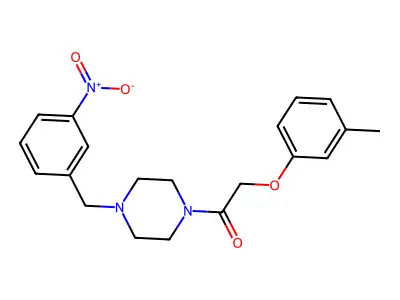 2-(3-Methylphenoxy)-1-[4-[(3-nitrophenyl)methyl]piperazin-1-yl]ethanone structure