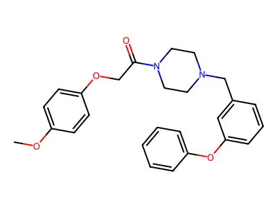 2-(4-Methoxyphenoxy)-1-[4-[(3-phenoxyphenyl)methyl]piperazin-1-yl]ethanone structure