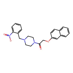 2-Naphthalen-2-yloxy-1-[4-[(2-nitrophenyl)methyl]piperazin-1-yl]ethanone structure
