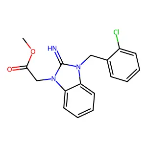 methyl [3-(2-chlorobenzyl)-2-imino-2,3-dihydro-1H-benzimidazol-1-yl]acetate structure