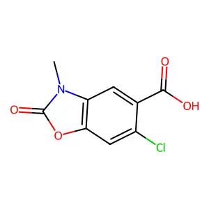 6-Chloro-3-methyl-2-oxo-1,3-benzoxazole-5-carboxylic acid structure