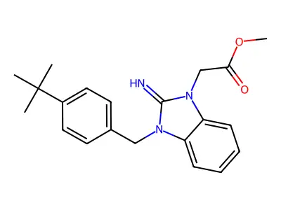 methyl [3-(4-tert-butylbenzyl)-2-imino-2,3-dihydro-1H-benzimidazol-1-yl]acetate structure