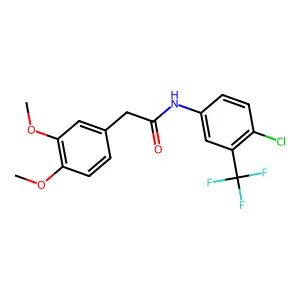 N-[4-chloro-3-(trifluoromethyl)phenyl]-2-(3,4-dimethoxyphenyl)acetamide structure