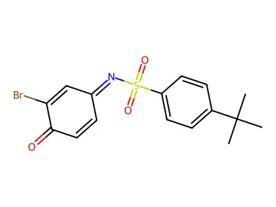 N-[(1E)-3-bromo-4-oxocyclohexa-2,5-dien-1-ylidene]-4-tert-butylbenzene-1-sulfonamide structure