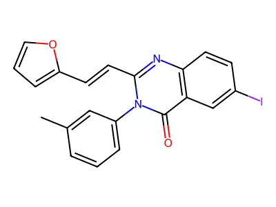 2-[(E)-2-(furan-2-yl)ethenyl]-6-iodo-3-(3-methylphenyl)quinazolin-4-one structure