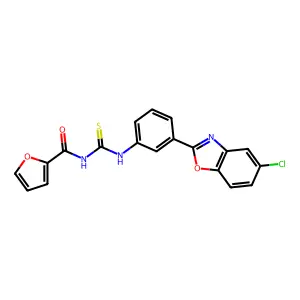 N-[[3-(5-chloro-1,3-benzoxazol-2-yl)phenyl]carbamothioyl]furan-2-carboxamide structure