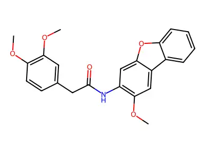 2-(3,4-dimethoxyphenyl)-N-(2-methoxydibenzofuran-3-yl)acetamide structure