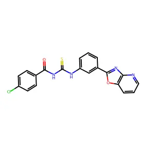 4-chloro-N-[[3-([1,3]oxazolo[4,5-b]pyridin-2-yl)phenyl]carbamothioyl]benzamide structure