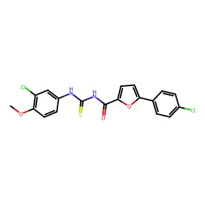 N-[(3-chloro-4-methoxyphenyl)carbamothioyl]-5-(4-chlorophenyl)furan-2-carboxamide structure
