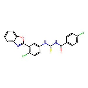 N-[[3-(1,3-benzoxazol-2-yl)-4-chlorophenyl]carbamothioyl]-4-chlorobenzamide structure