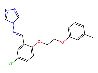 N-[(E)-{5-chloro-2-[2-(3-methylphenoxy)ethoxy]phenyl}methylidene]-4H-1,2,4-triazol-4-amine structure