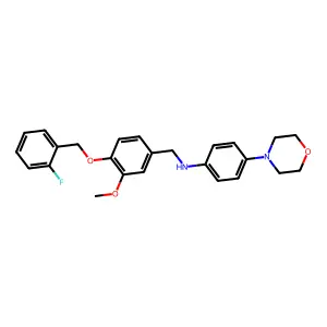 N-[[4-[(2-fluorophenyl)methoxy]-3-methoxyphenyl]methyl]-4-morpholin-4-ylaniline structure