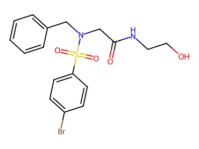 2-[benzyl-(4-bromophenyl)sulfonylamino]-N-(2-hydroxyethyl)acetamide structure