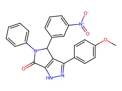 3-(4-methoxyphenyl)-4-(3-nitrophenyl)-5-phenyl-1,4-dihydropyrrolo[3,4-c]pyrazol-6-one structure