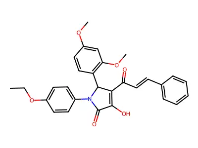 2-(2,4-dimethoxyphenyl)-1-(4-ethoxyphenyl)-4-hydroxy-3-[(E)-3-phenylprop-2-enoyl]-2H-pyrrol-5-one structure