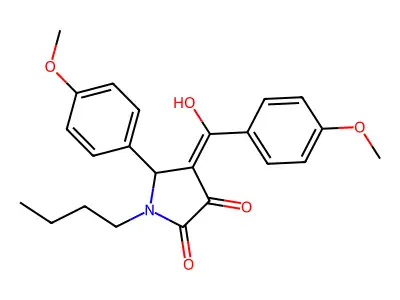 1-butyl-3-hydroxy-4-(4-methoxybenzoyl)-5-(4-methoxyphenyl)-1H-pyrrol-2(5H)-one structure