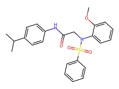 2-[N-(benzenesulfonyl)-2-methoxyanilino]-N-(4-propan-2-ylphenyl)acetamide structure