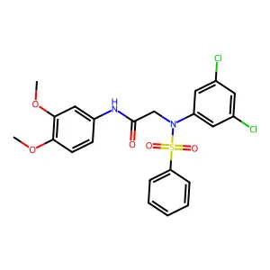 2-[3,5-dichloro(phenylsulfonyl)anilino]-N-(3,4-dimethoxyphenyl)acetamide structure