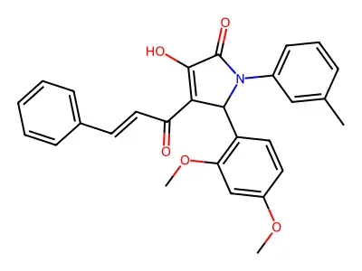 2-(2,4-dimethoxyphenyl)-4-hydroxy-1-(3-methylphenyl)-3-[(E)-3-phenylprop-2-enoyl]-2H-pyrrol-5-one structure