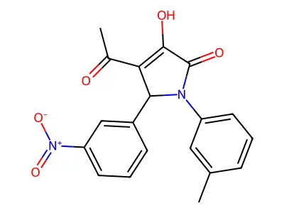 3-acetyl-4-hydroxy-1-(3-methylphenyl)-2-(3-nitrophenyl)-2H-pyrrol-5-one structure