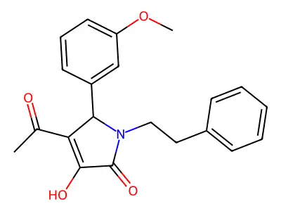 4-acetyl-3-hydroxy-5-(3-methoxyphenyl)-1-(2-phenylethyl)-1,5-dihydro-2H-pyrrol-2-one structure