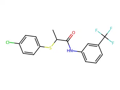 2-(4-chlorophenyl)sulfanyl-N-[3-(trifluoromethyl)phenyl]propanamide structure