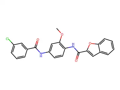 N-[4-[(3-chlorobenzoyl)amino]-2-methoxyphenyl]-1-benzofuran-2-carboxamide structure