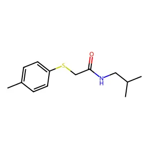 2-(4-methylphenyl)sulfanyl-N-(2-methylpropyl)acetamide structure