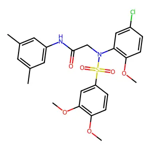 2-(5-chloro-N-(3,4-dimethoxyphenyl)sulfonyl-2-methoxyanilino)-N-(3,5-dimethylphenyl)acetamide structure