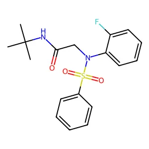 2-[N-(benzenesulfonyl)-2-fluoroanilino]-N-tert-butylacetamide structure