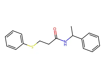 N-(1-phenylethyl)-3-phenylsulfanylpropanamide structure