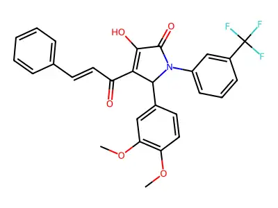 2-(3,4-dimethoxyphenyl)-4-hydroxy-3-[(E)-3-phenylprop-2-enoyl]-1-[3-(trifluoromethyl)phenyl]-2H-pyrrol-5-one structure
