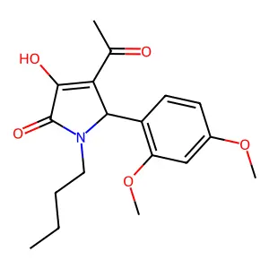 3-acetyl-1-butyl-2-(2,4-dimethoxyphenyl)-4-hydroxy-2H-pyrrol-5-one structure