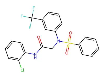 2-[N-(benzenesulfonyl)-3-(trifluoromethyl)anilino]-N-(2-chlorophenyl)acetamide structure