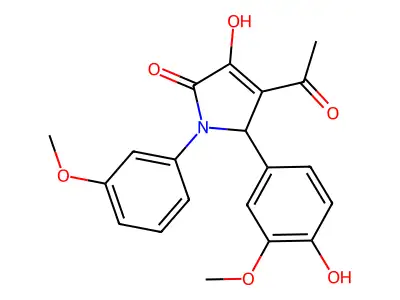 3-acetyl-4-hydroxy-2-(4-hydroxy-3-methoxyphenyl)-1-(3-methoxyphenyl)-2H-pyrrol-5-one structure