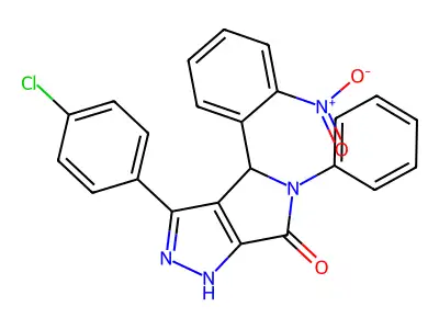 3-(4-chlorophenyl)-4-(2-nitrophenyl)-5-phenyl-1,4-dihydropyrrolo[3,4-c]pyrazol-6-one structure