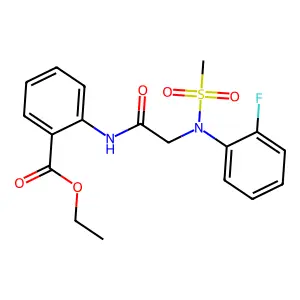 ethyl 2-{[N-(2-fluorophenyl)-N-(methylsulfonyl)glycyl]amino}benzoate structure