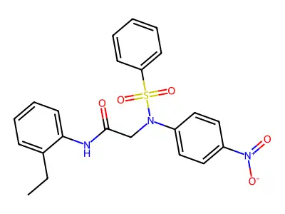2-[N-(benzenesulfonyl)-4-nitroanilino]-N-(2-ethylphenyl)acetamide structure