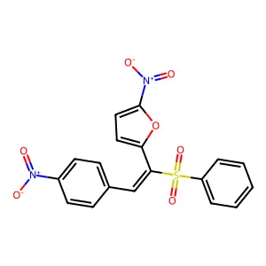 2-[1-(Benzenesulfonyl)-2-(4-nitrophenyl)ethenyl]-5-nitrofuran structure