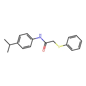 2-phenylsulfanyl-N-(4-propan-2-ylphenyl)acetamide structure