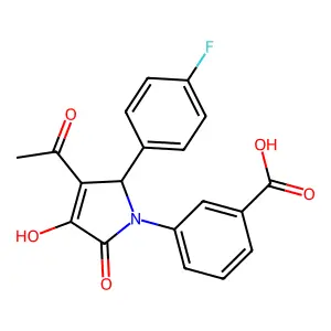 3-[3-acetyl-2-(4-fluorophenyl)-4-hydroxy-5-oxo-2H-pyrrol-1-yl]benzoic acid structure