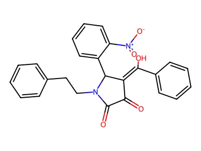 4-benzoyl-3-hydroxy-5-(2-nitrophenyl)-1-phenethyl-1H-pyrrol-2(5H)-one structure