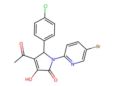 3-acetyl-1-(5-bromopyridin-2-yl)-2-(4-chlorophenyl)-4-hydroxy-2H-pyrrol-5-one structure