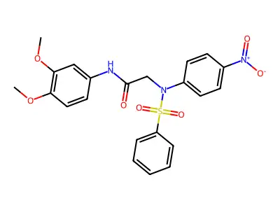 2-[N-(benzenesulfonyl)-4-nitroanilino]-N-(3,4-dimethoxyphenyl)acetamide structure