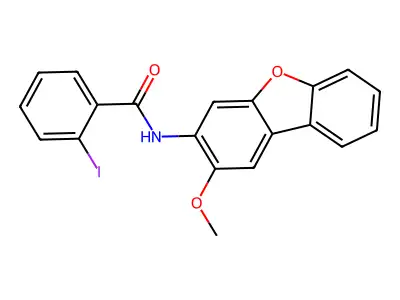 2-iodo-N-(2-methoxydibenzofuran-3-yl)benzamide structure
