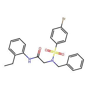 2-[benzyl-(4-bromophenyl)sulfonylamino]-N-(2-ethylphenyl)acetamide structure